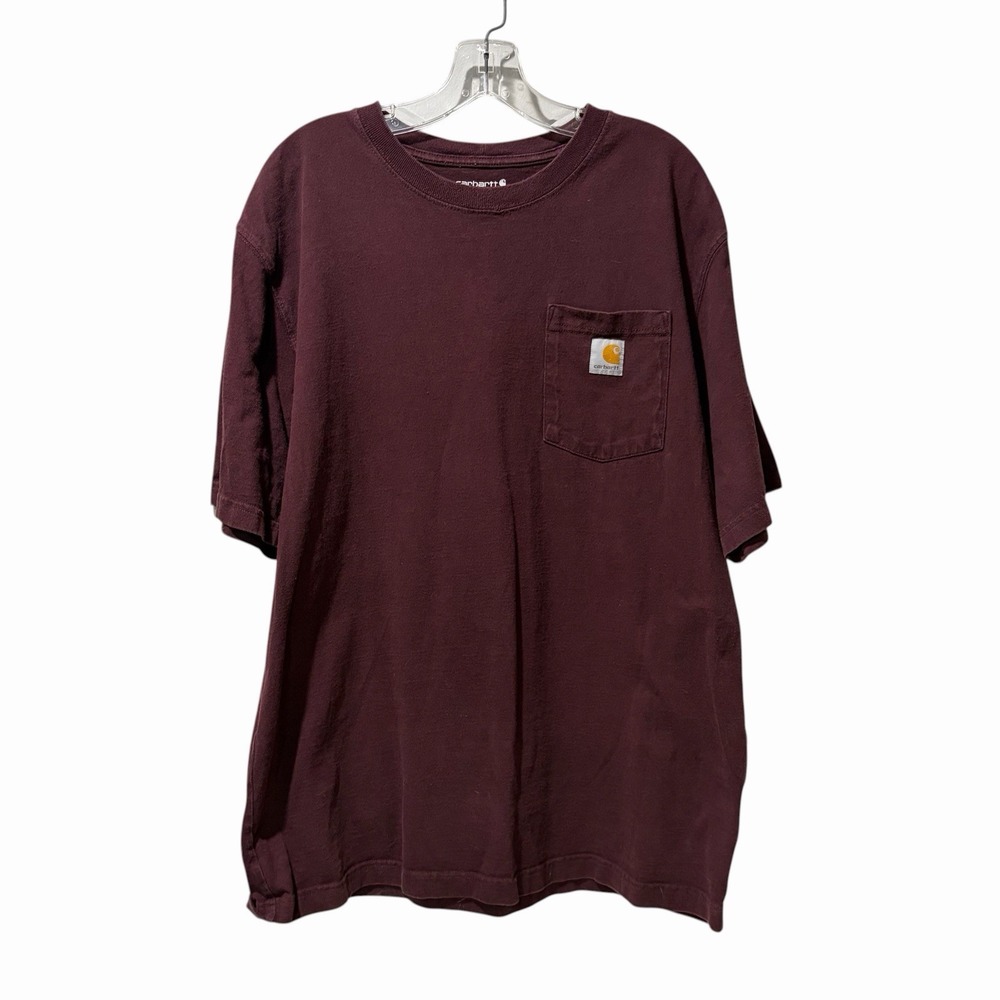 Carhartt K87 M Maroon 100% Cotton Original Fit Pocket Shirt Adult Large
